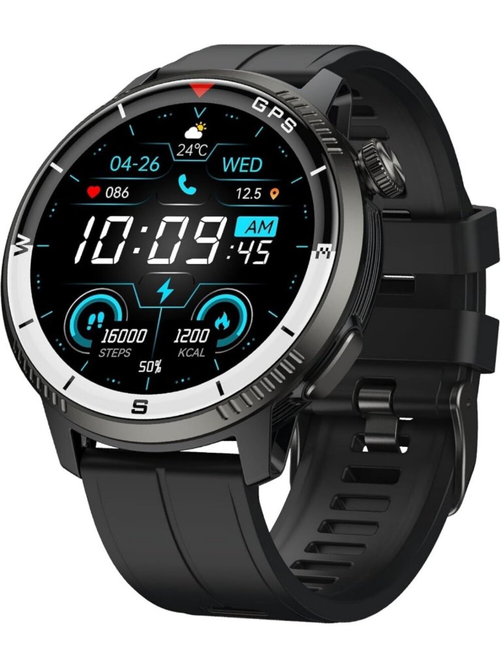 GPS Fitness Smartwatch for Men, Heart Rate Monitor, Bluetooth Calls, 170+ Modes